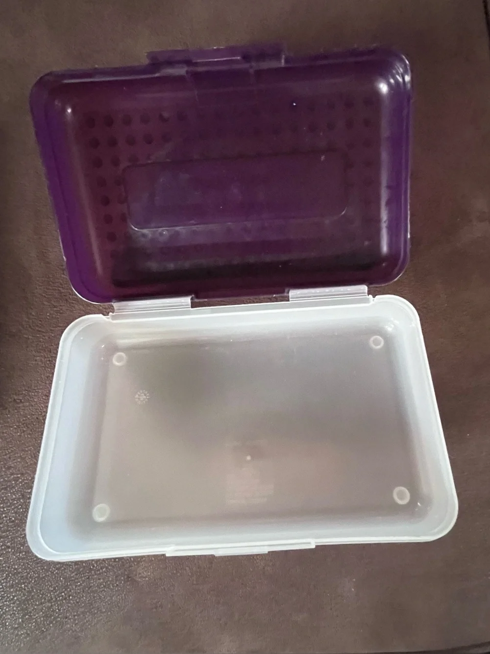 Spacemaker Vintage 1990s Plastic Pencil Case Box Purple Top Frosted Bottom